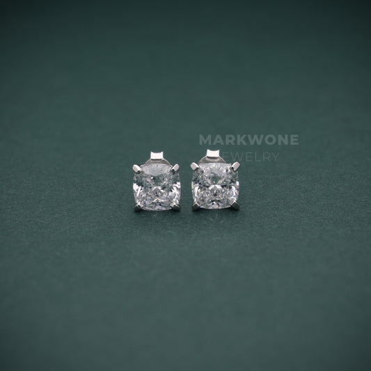 Cushion Cut  Solitaire Earrings
