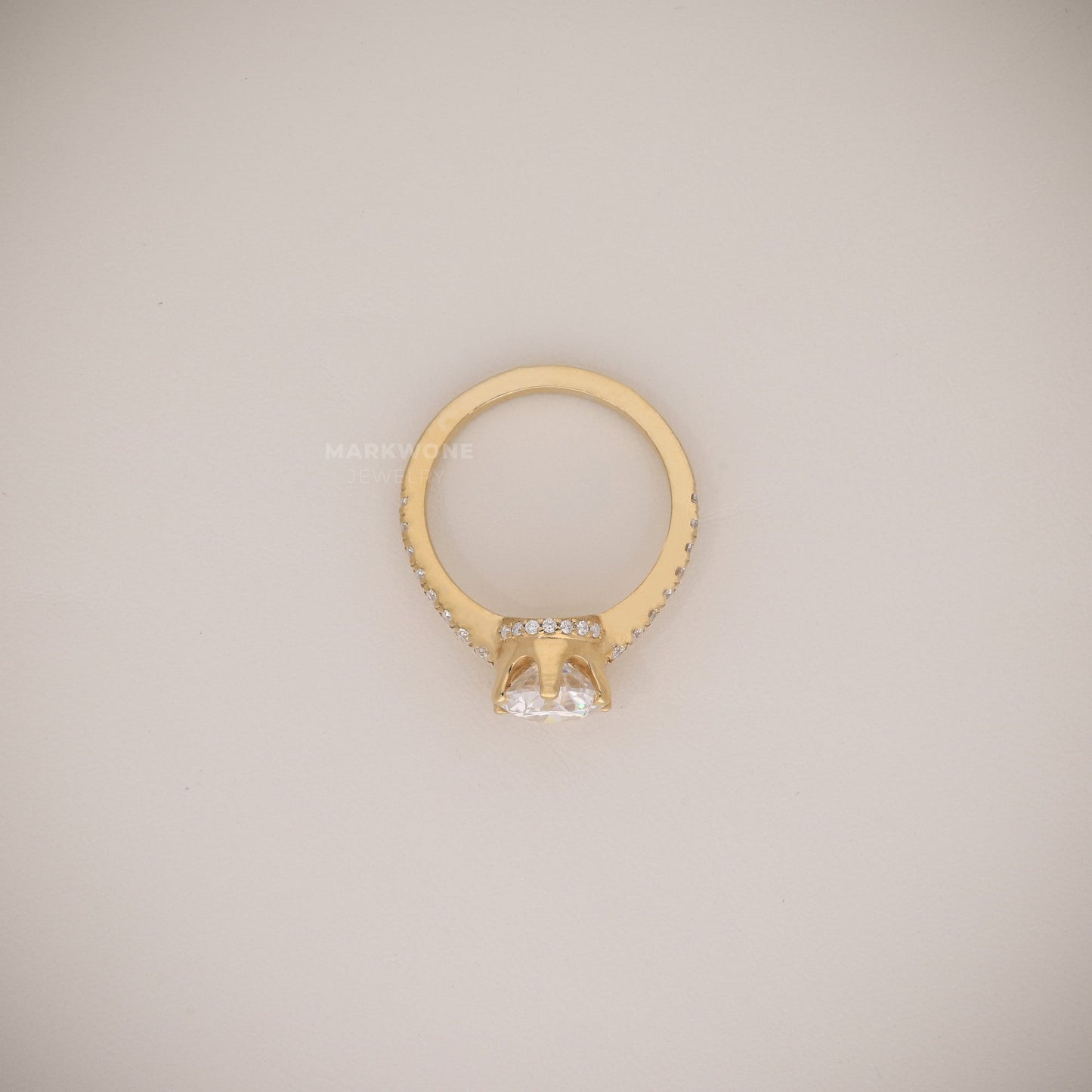 Round Brilliant With Pave Solitaire Ring