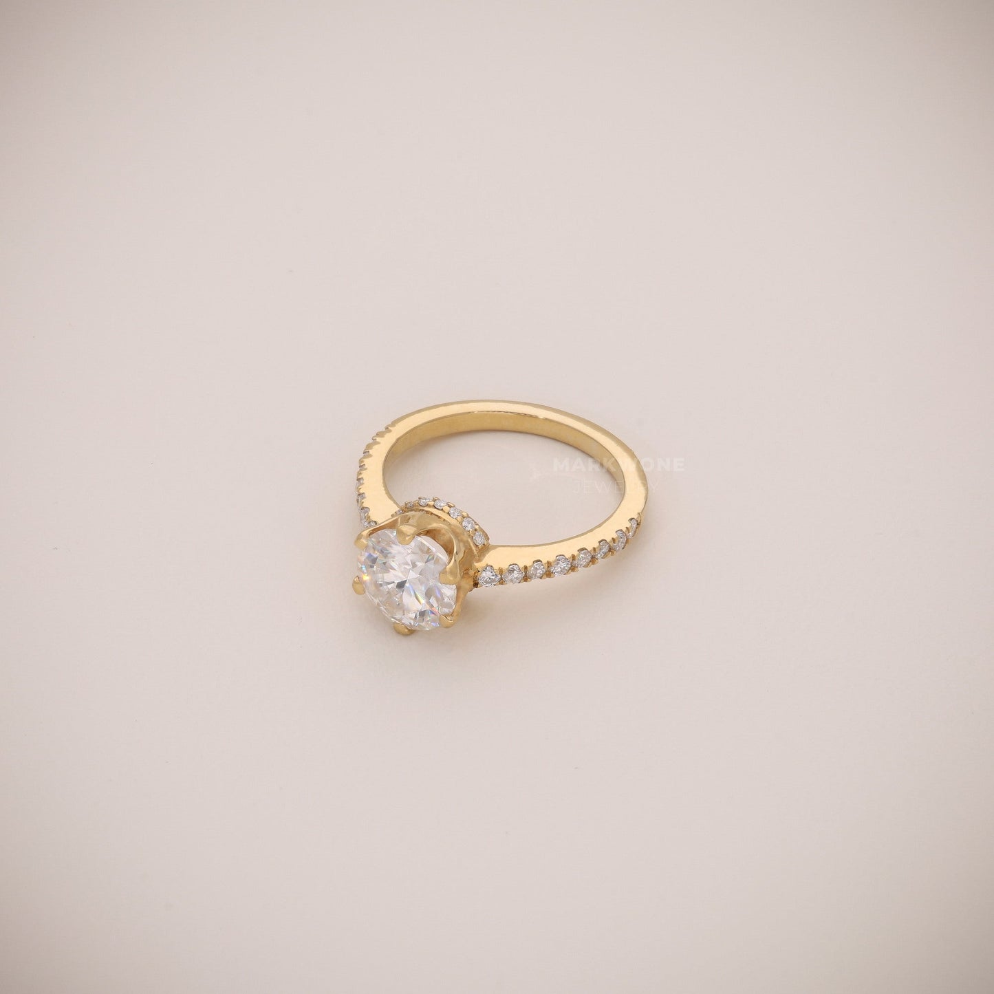 Round Brilliant With Pave Solitaire Ring