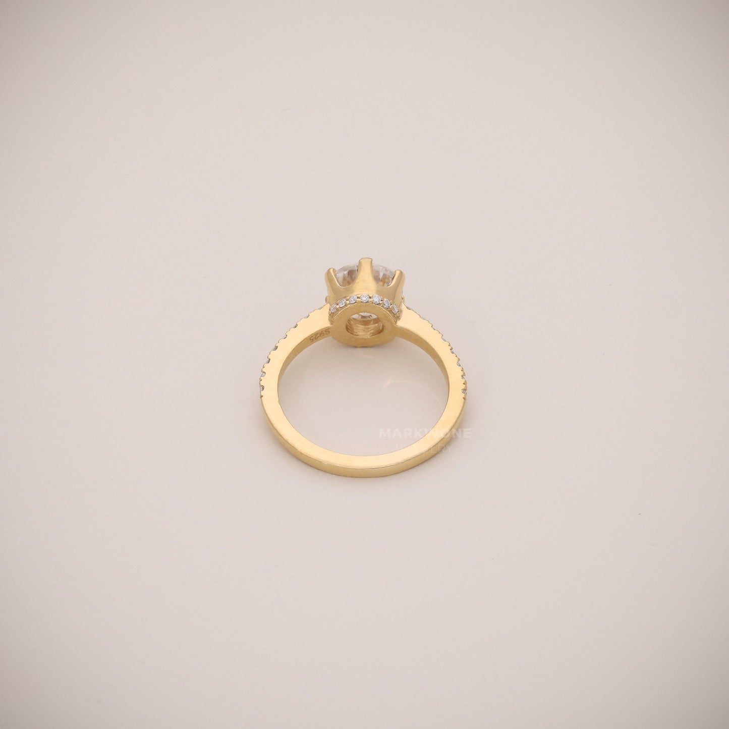 Round Brilliant With Pave Solitaire Ring