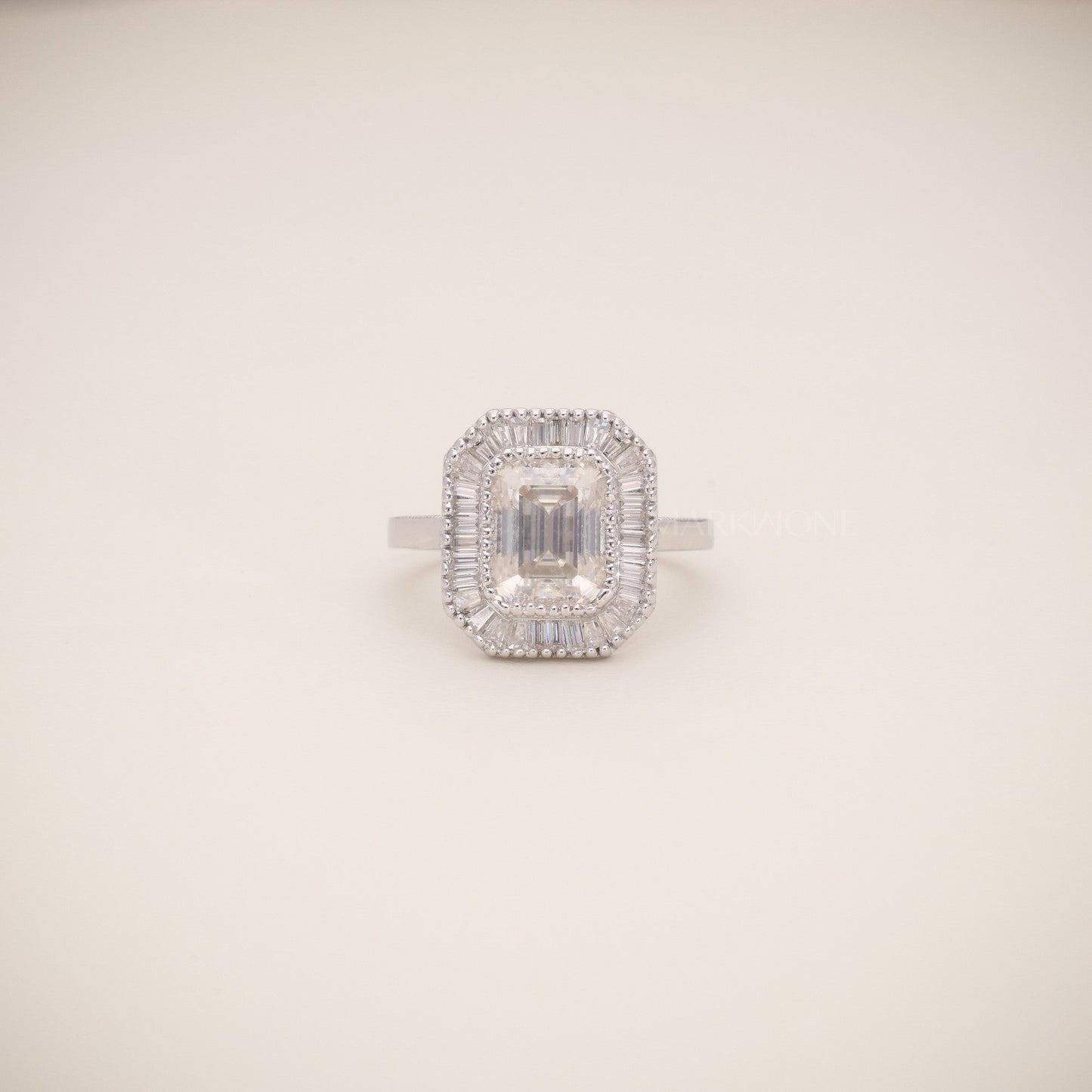 Emerald-Cut Diamond Halo Ring