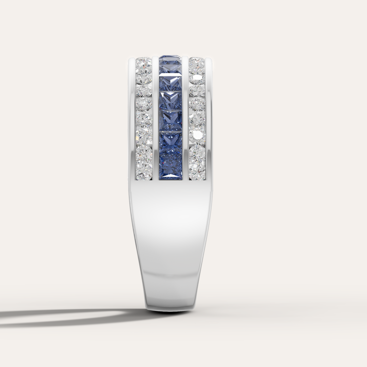 Classic Square Sapphire And Diamond Band