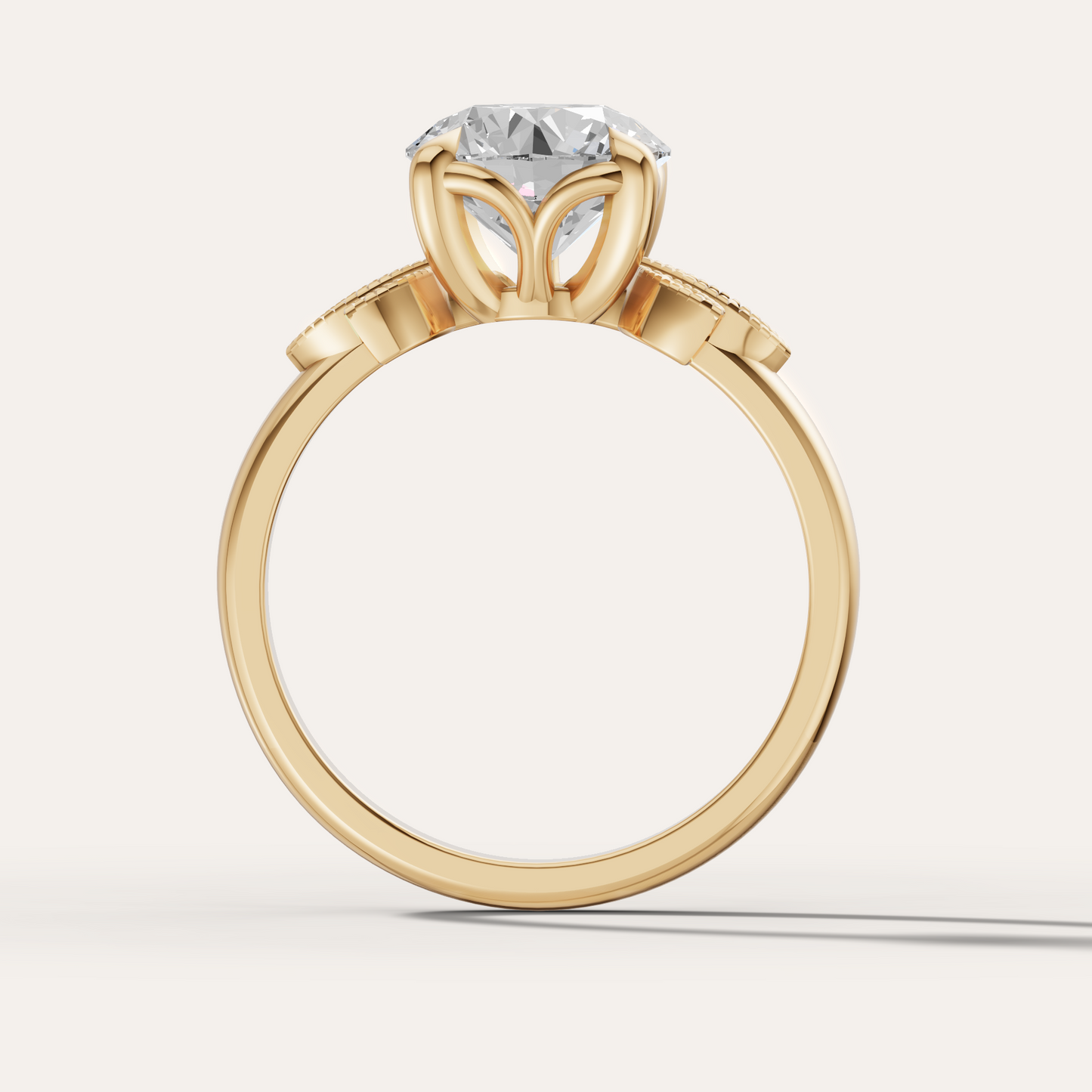 Floral or Botanical Solitaire Ring