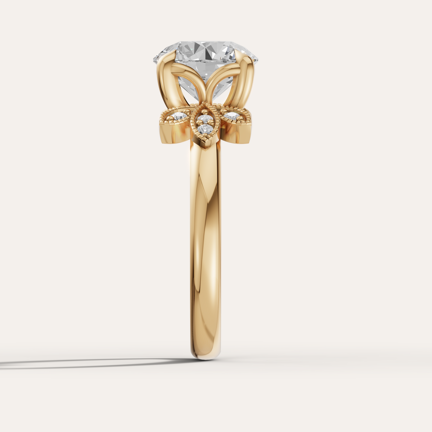 Floral or Botanical Solitaire Ring