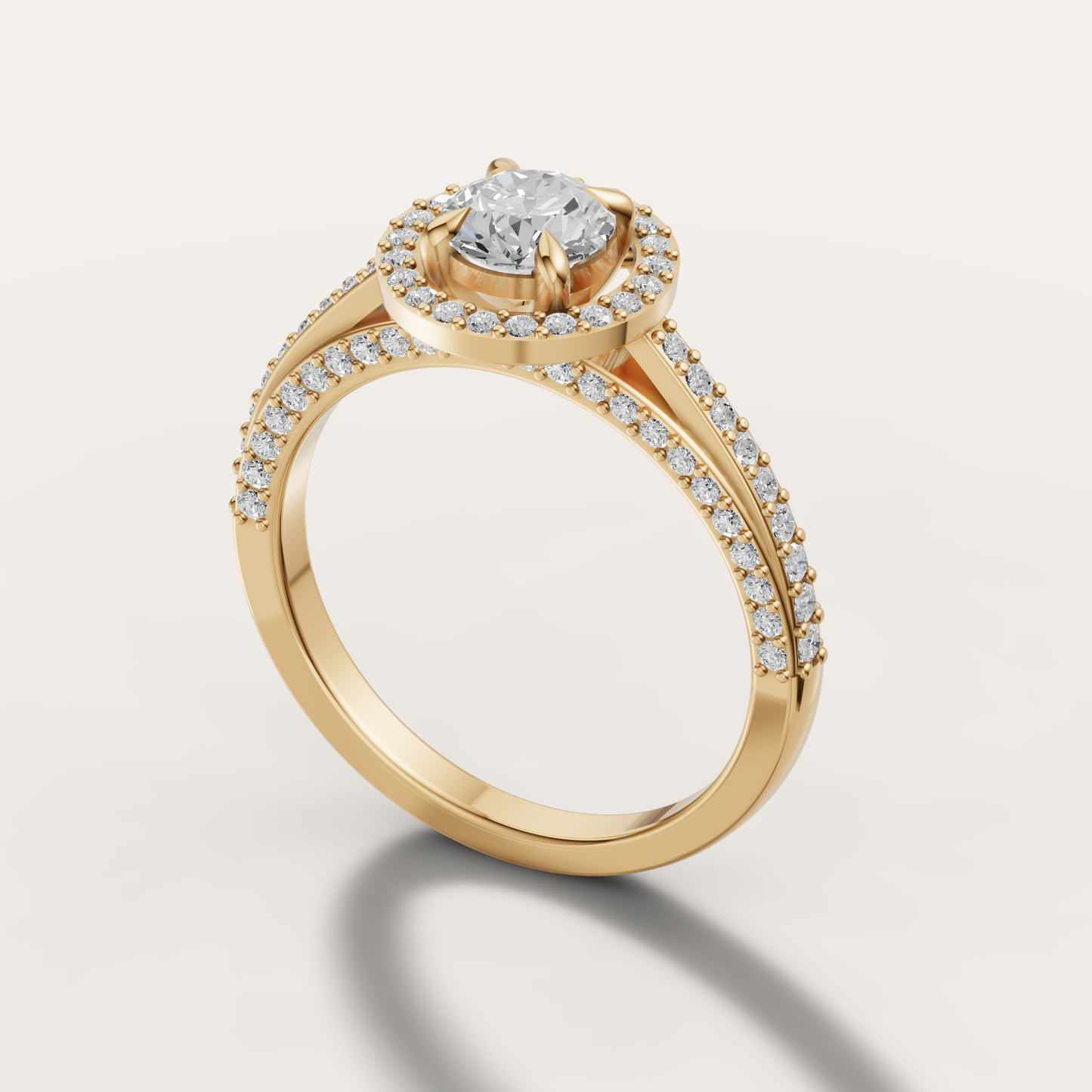 Cathedral Halo Pave Ring