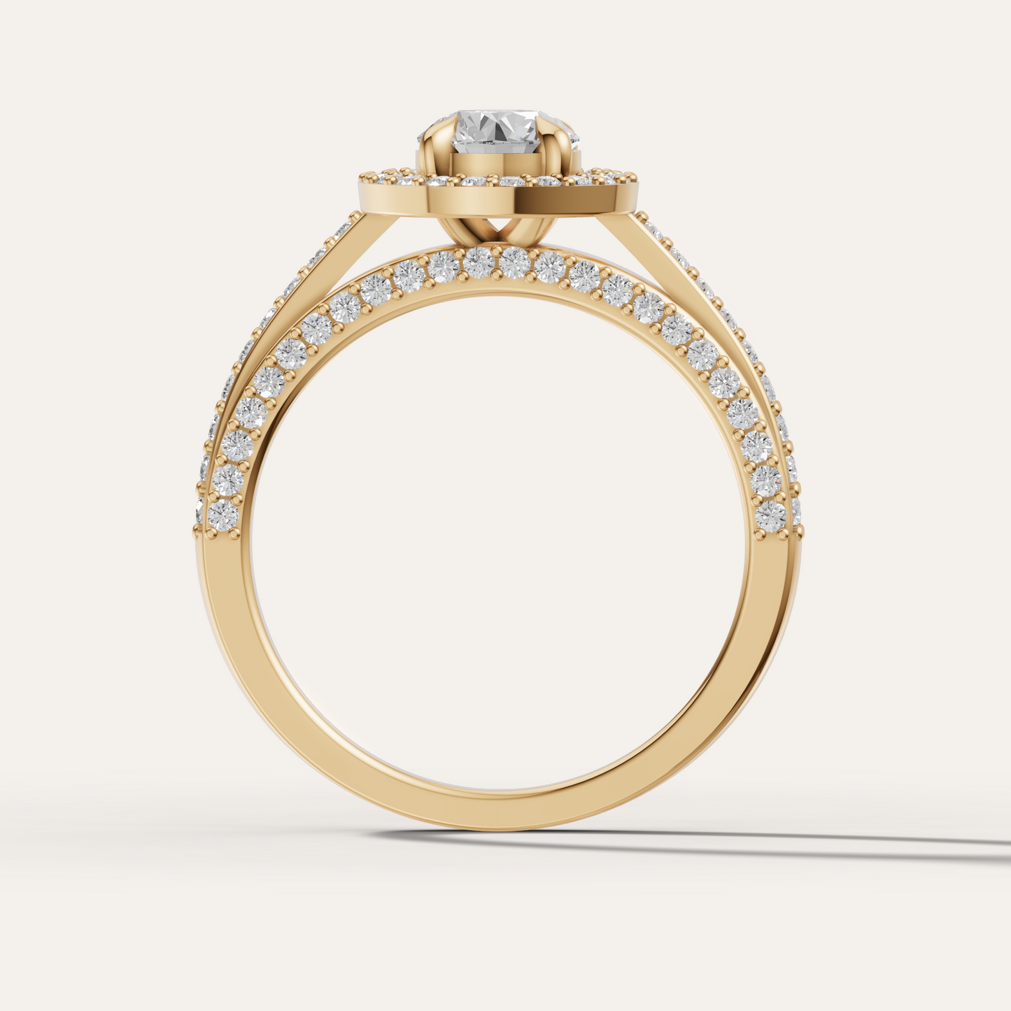 Cathedral Halo Pave Ring