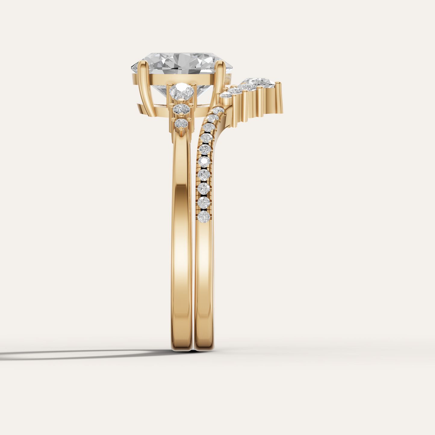 Oval Cut Pave Side-Stone Ring