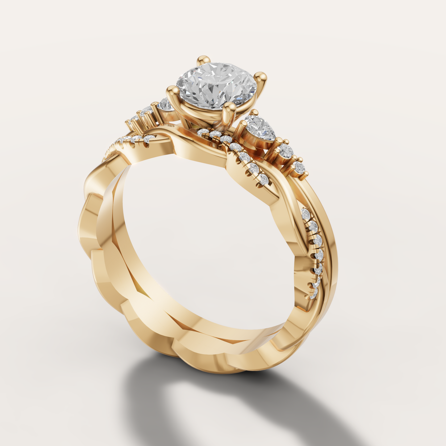 Round-Cut  Side Stone Ring