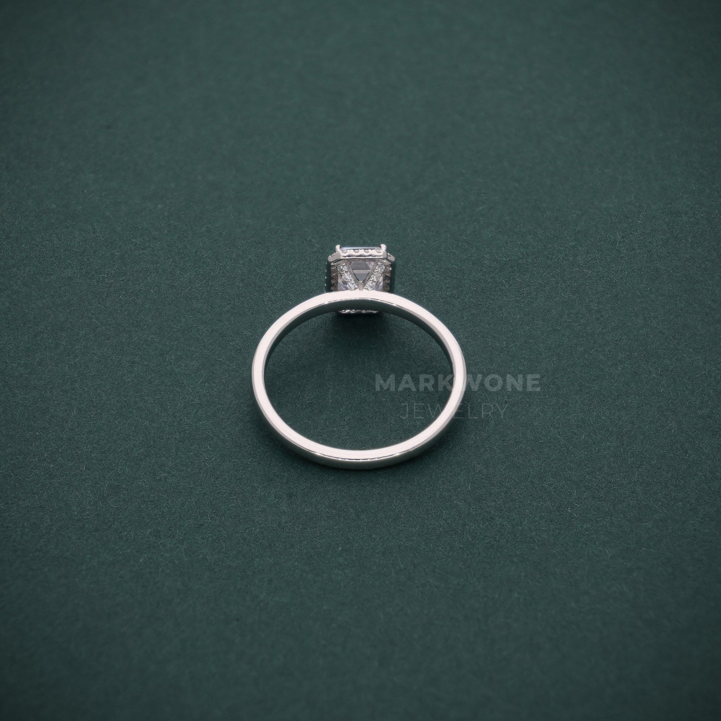 Emerald-Cut Halo Solitaire Ring