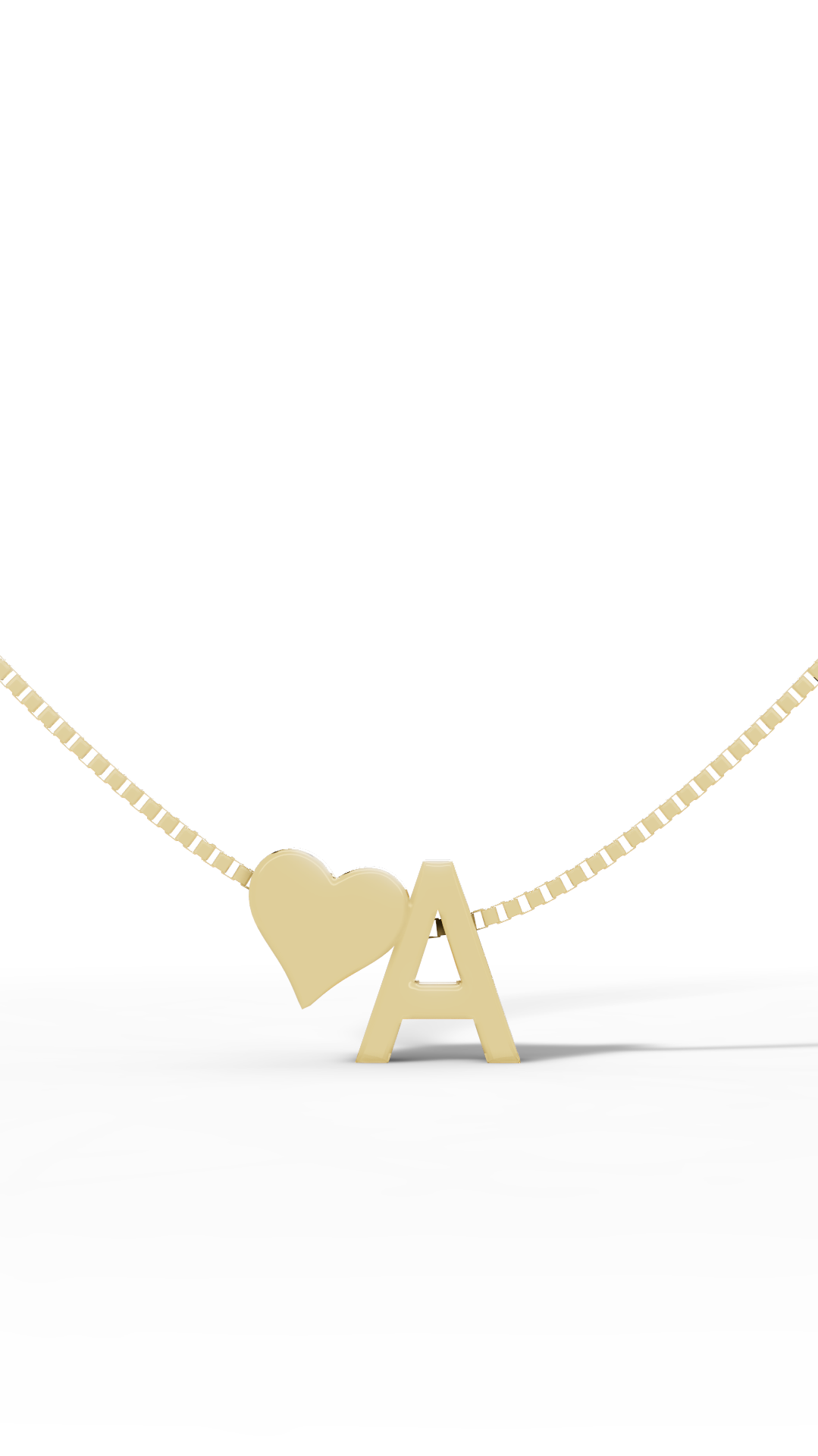 Heart Initial Alphabet Pendant Necklace