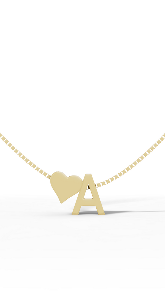 Heart Initial Alphabet Pendant Necklace