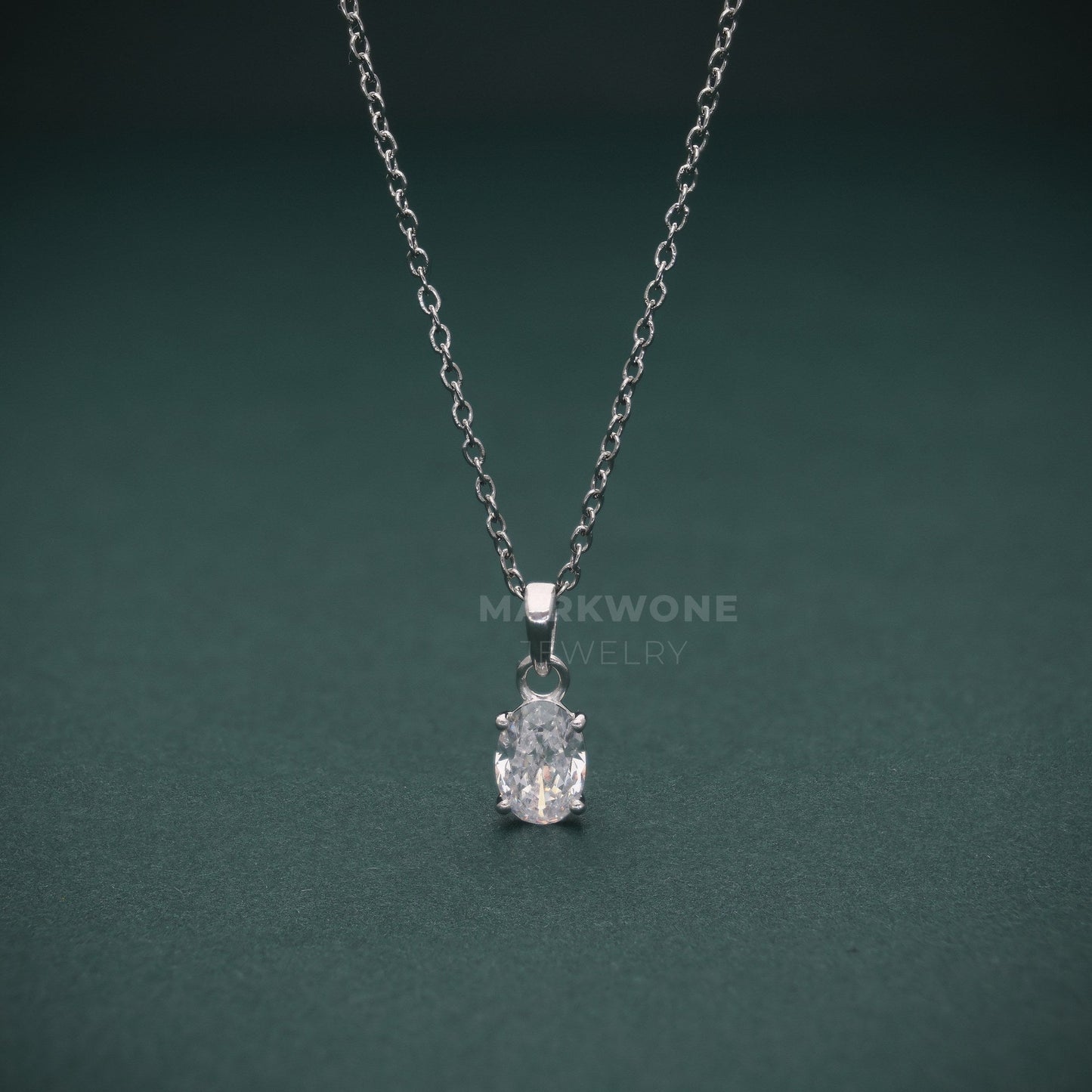 Oval-cut Six-prong Solitaire Pendant