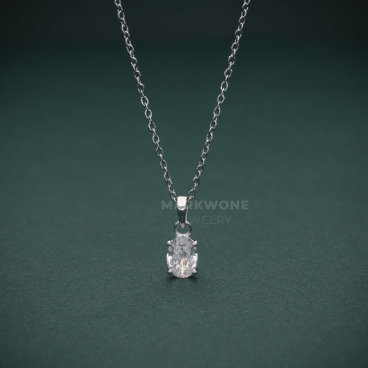 Oval-cut Six-prong Solitaire Pendant