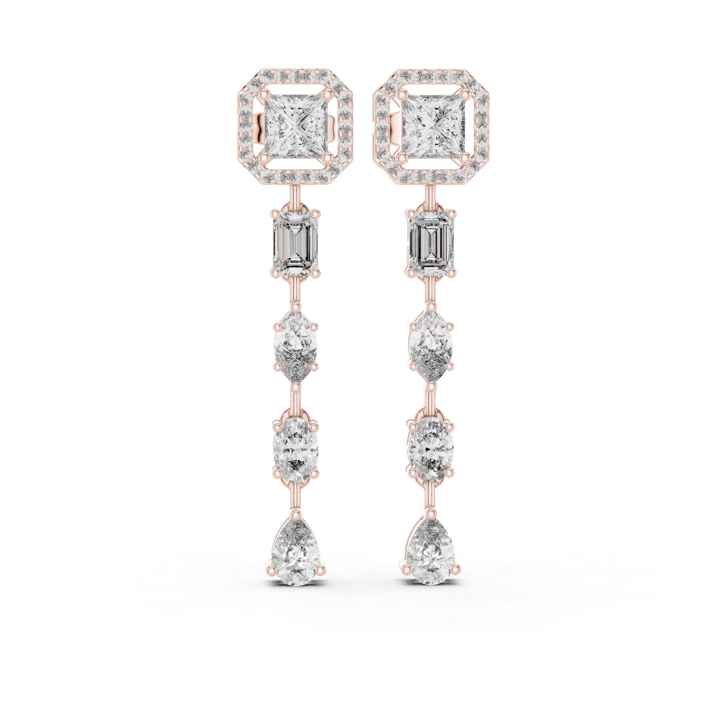 Aria Multi-Shape Diamond Drop Earrings