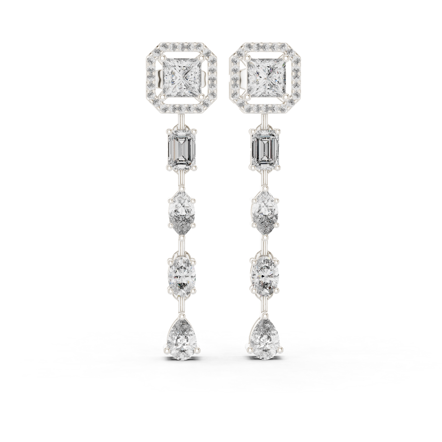 Aria Multi-Shape Diamond Drop Earrings