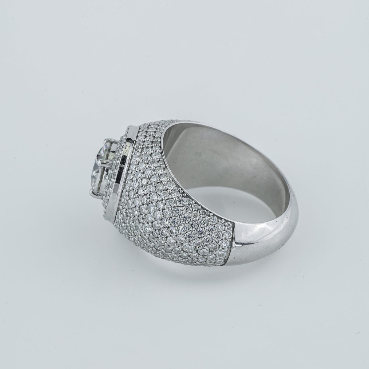 Men's Round Diamond Double Halo Pave Dome Ring