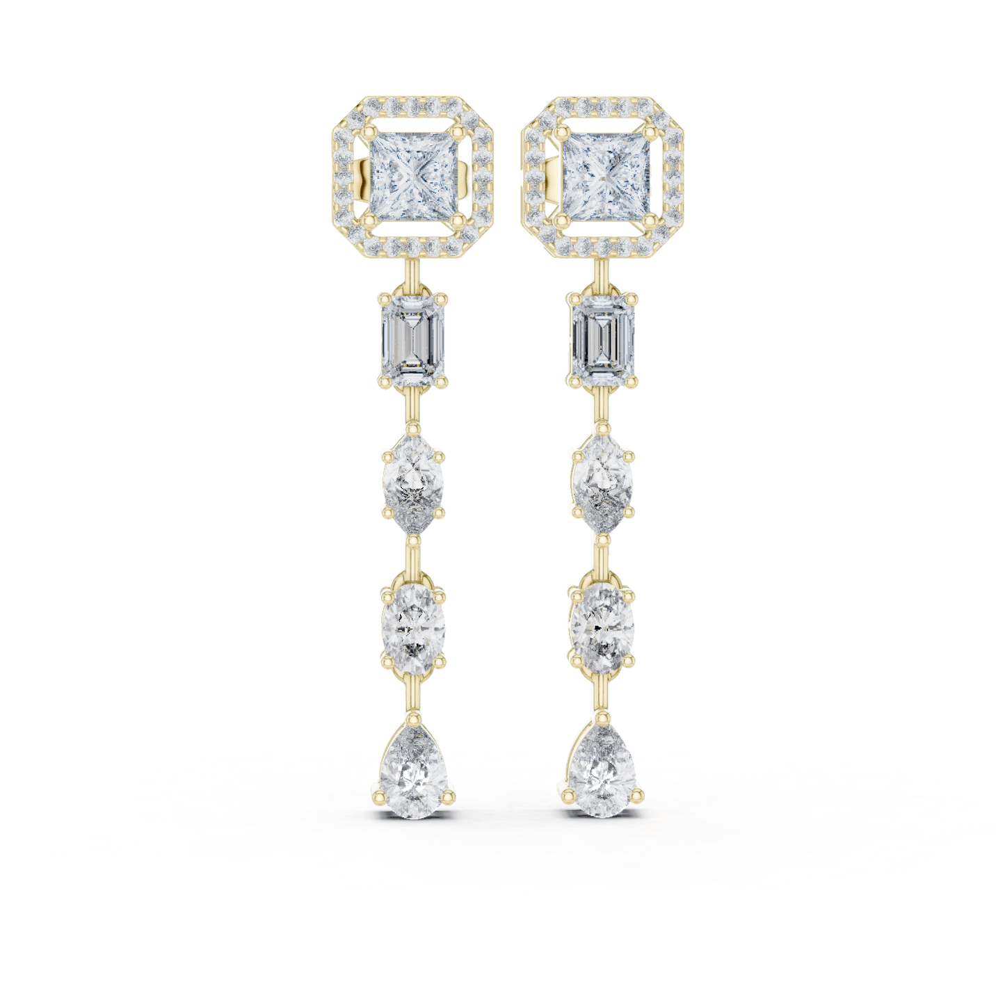 Aria Multi-Shape Diamond Drop Earrings